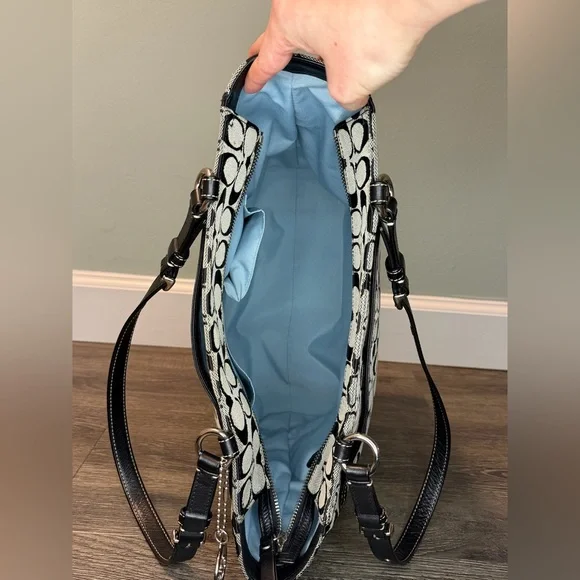 Coach Signature Black and Gray Tote - Picture 7 of 16